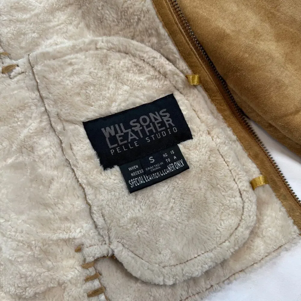 Vintage Y2K Wilsons Leather Pelle Studio Jacket Suede faux fur womens size small - Picture 4 of 16